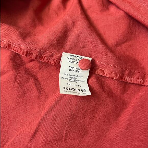 Sundry Coral Rust Cotton Poplin Tiered 3/4 Sleeve Maxi Dress 1 S NWT - Picture 3 of 4